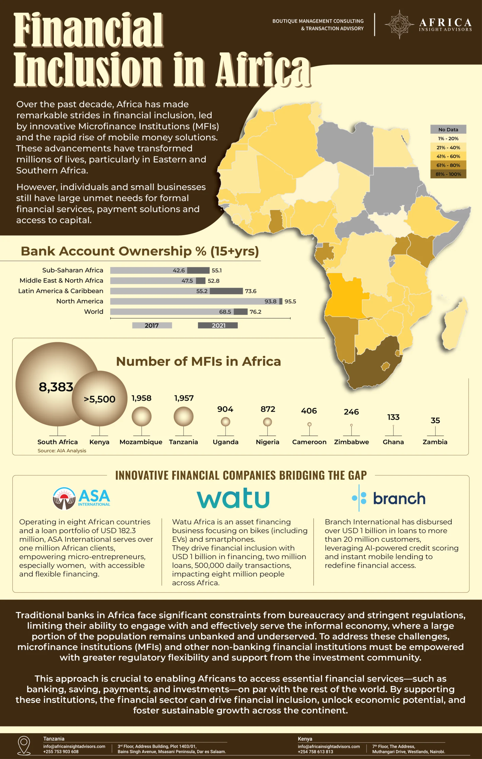 An infographic showcasing the level of financial inclusion in Africa